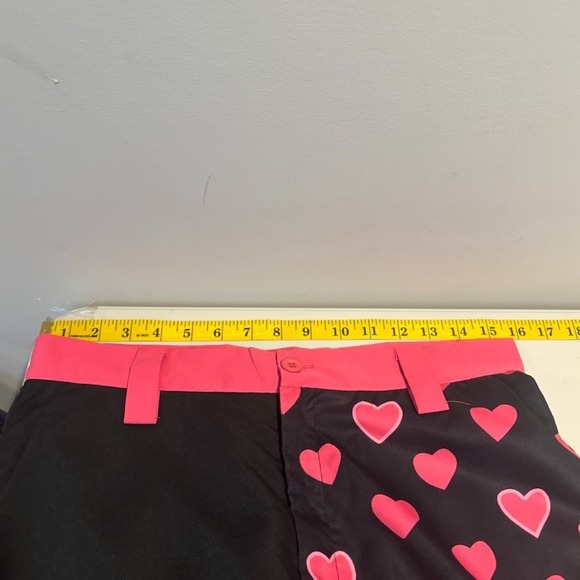 Incerun Womens Pink Black Heart Crop Dress Pants Womens Small NWT Valentines Day - Picture 7 of 10